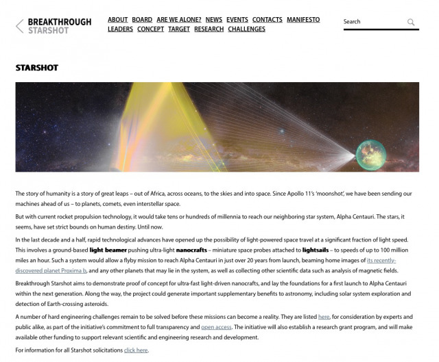 Il progetto Breakthrought Starshot